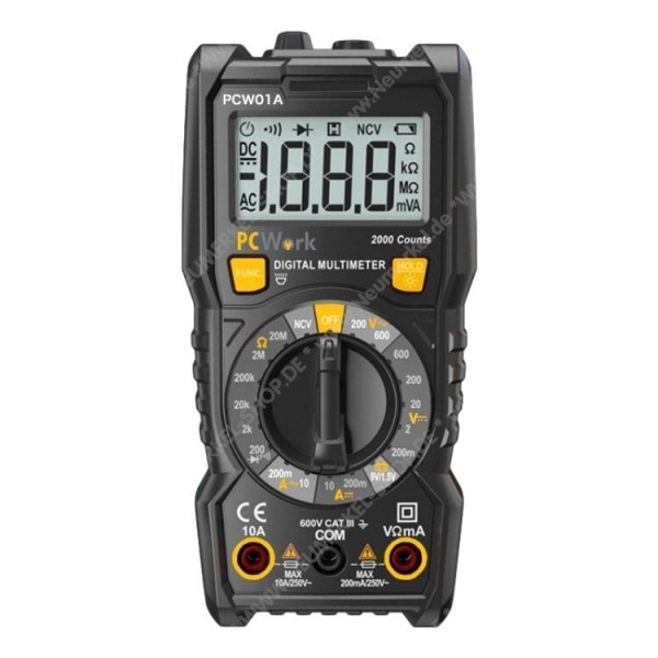 PCW01A Multimeter, 2000 Counts, CAT III 600V