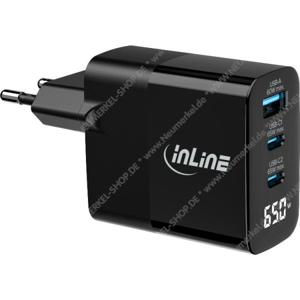 USB PD Netzteil 65W, GaN Ladegerät, 3-Port, USB C/A