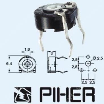 PT-6 Piher-Trimmer 100K / liegend