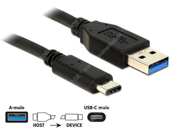 Delock USB 3.1 USB Type-C™ Stecker > Buchse 1m