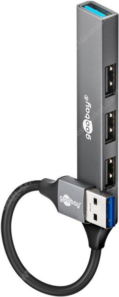 Goobay Slim 4-Port USB-Hub, USB-A auf 3x USB-A,