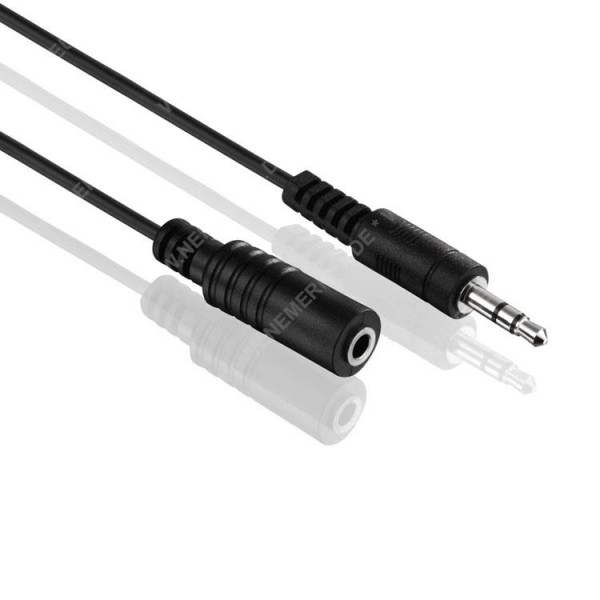 Audio Kabel 3,5mm Stecker auf 3,5mm Buchse, schwar