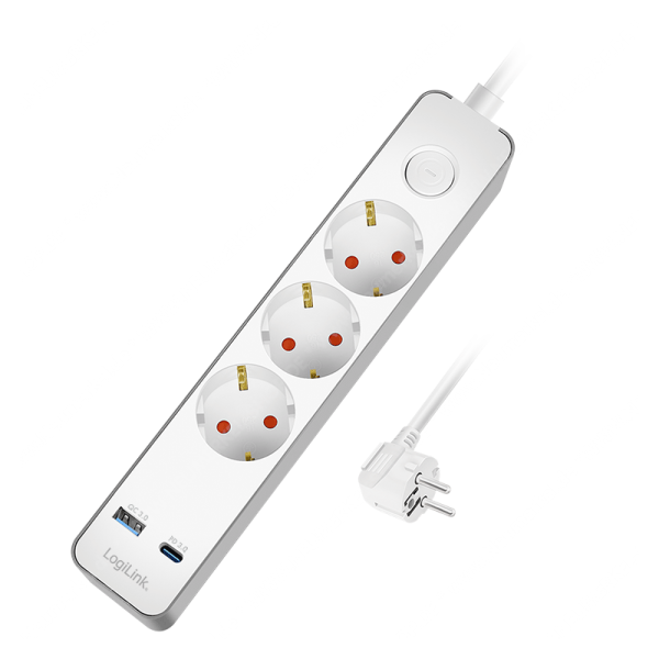 Steckdosenleiste 3-fach + Schalter, 3x CEE 7/3,