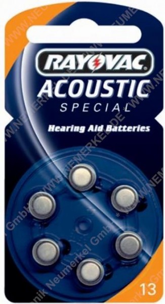 V 13 Acoustic Zink-Luft Hörgerätebatterie 6er