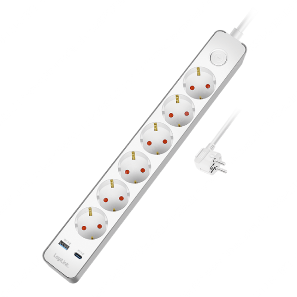 Steckdosenleiste 6-fach + Schalter, 6x CEE 7/3,