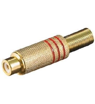 Cinchkupplung, rot vergoldet, für Kabel ø 5,4 mm