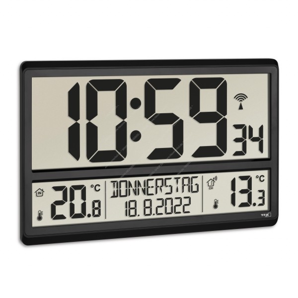 Digitale XL-Funkuhr mit Außen- und Innentemperatur