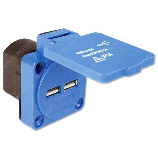 USB Anbausteckdose, IP54, blau…