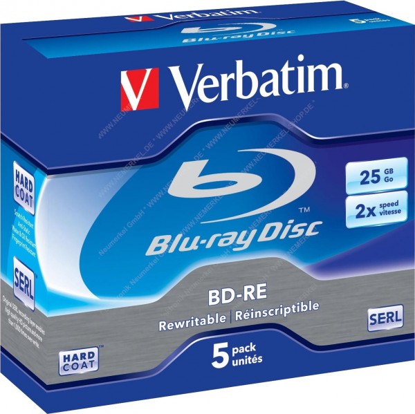 BD-RE 25GB/1-2x Jewelcase (5 Disc), Verbatim