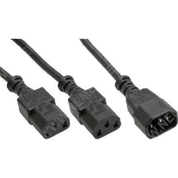 Netz-Y-Kabel, Kaltgeräte,1x IEC-C14 auf 2x IEC-C13