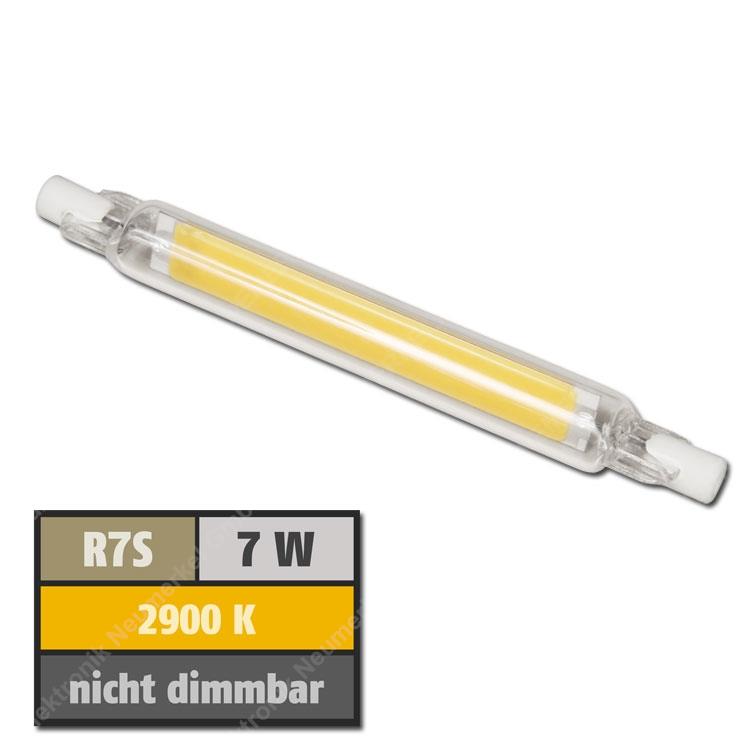 Glas R7S LED Stab 7 Watt, COB warmweiß, 118mm