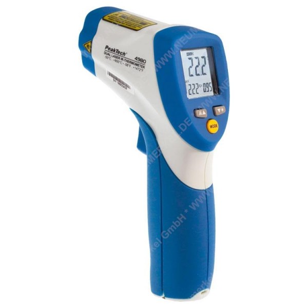 PeakTech 4980, Dual-Laser-Pointer IR-Thermometer, bis 800°C...