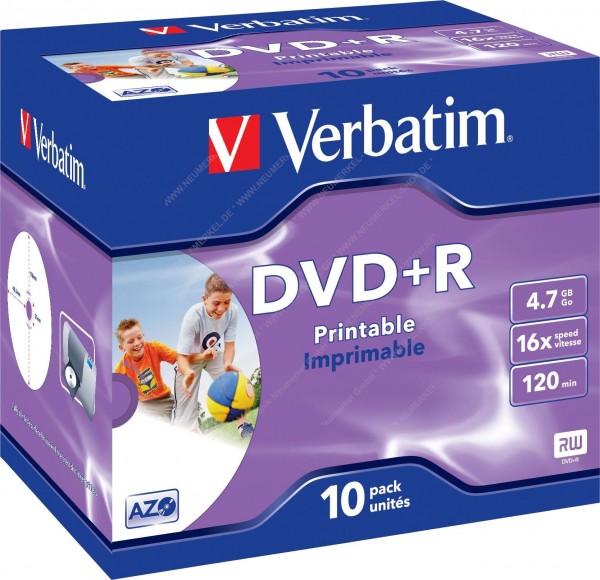 DVD+R 4.7GB/Inkjet/120Min/16x 10JC, Verbatim