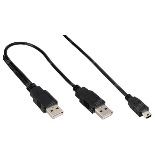 USB Mini-Y-Kabel, 2x Stecker A an Mini-B Stecker