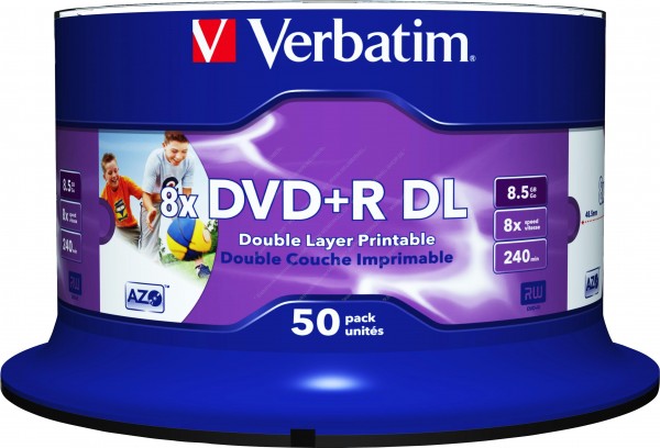 DVD+R DL 8.5GB/240Min/8x Cakebox(50 Disc),Verbatim