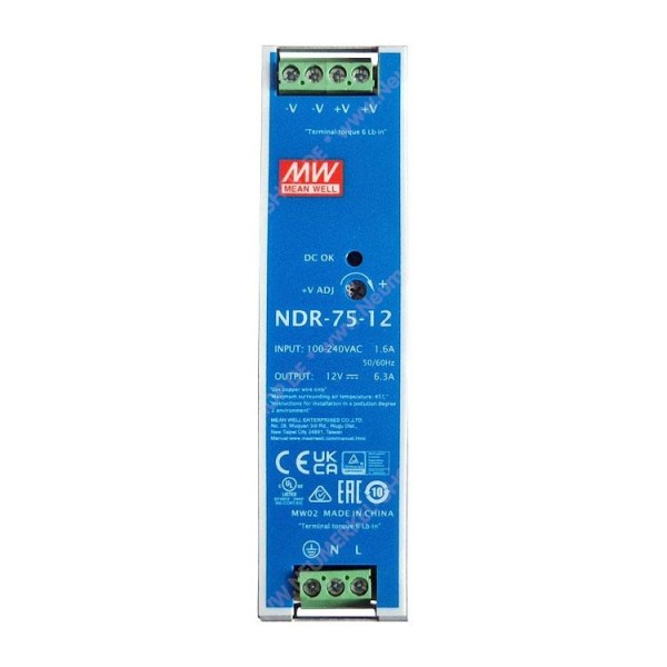 MEAN WELL, NDR-75-12, 12 Volt, 6,3 A DIN-Schiene...