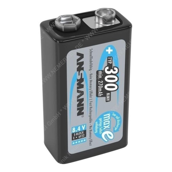 9 V Akku E-Block, 300mAh maxE plus, 1er Bl...