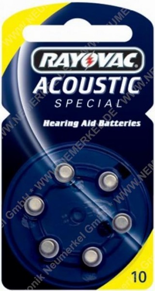 V 10 Acoustic Zink-Luft Hörgerätebatterie 6er